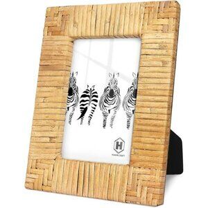 Rattan 4x6 picture frame boho photo frame woven coastal tabletop desk home decor
